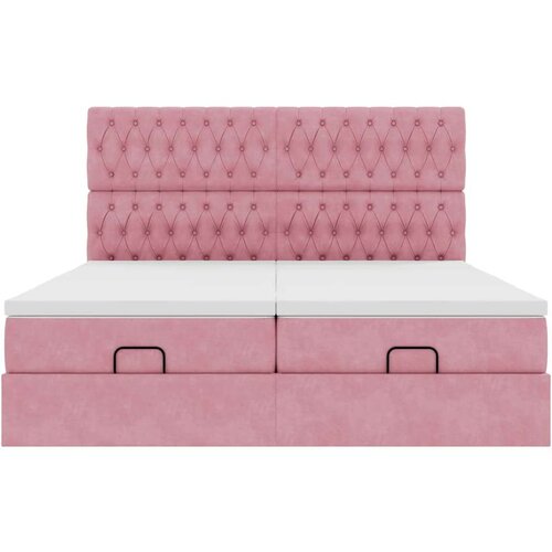 VidaXL okvir kreveta s madracima ružičasti 180x200cm bar&amp;scaron;unasti Slike