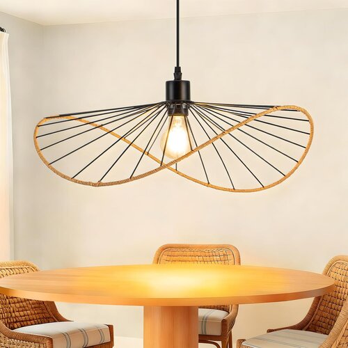 Nettlife črna boho viseča svetilka premera 50 cm, kovinska, z grlom E27 in vintage dizajnom, brez žarnice, (5000491459) Slike