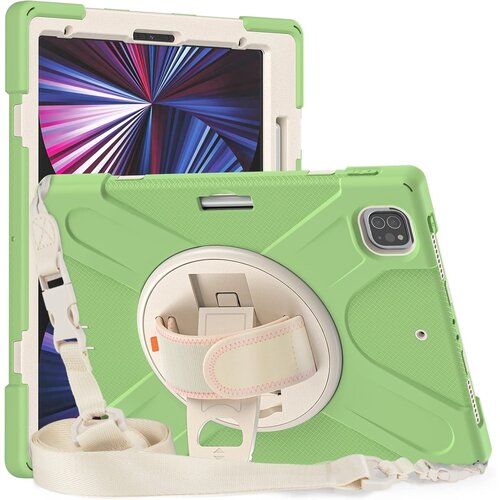 NIKCORP Ovitek za iPad Mini 6 8.3 za&amp;scaron;čitni s stojalom, ročajem in naramnim pasom, trislojna konstrukcija proti udarcem, zelen, (5000139044) Slike