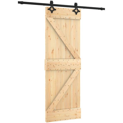  Klizna vrata Prirodna i crna 70 x 210 cm Čvrsta borovina Smeđa 200 x 5.5 x 210 cm Slike