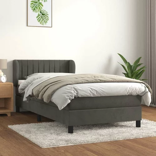 Box spring postelja z vzmetnico temno siv 90x190 cm žamet, (20899212)
