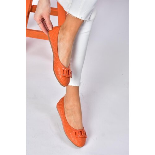 Fox Shoes P250005209 Women&amp;#039;s Orange Quilted Buckle Daily Womens Flats Slike