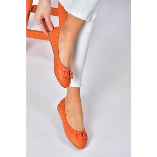Fox Shoes P250005209 Women's Orange Quilted Buckle Daily Womens Flats Slike