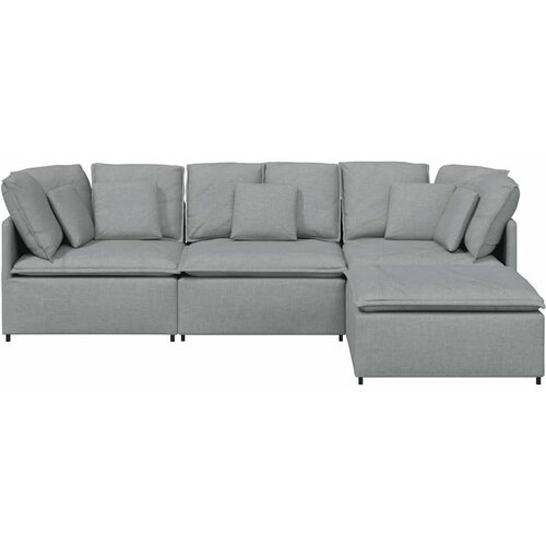  Modularna sofa s podnožjem i jastucima, tkanina, svijetlo siva Slike