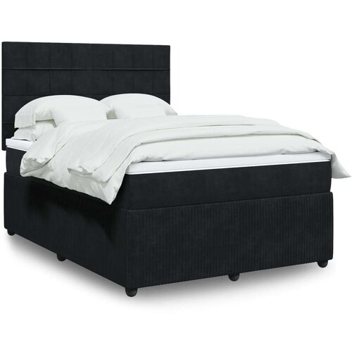 VidaXL Krevet s oprugama i madracem crni 140 x 190 cm bar&amp;scaron;unasti Slike