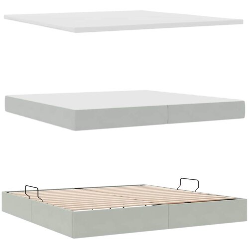  Krevet s od storage Svijetlo siva 200 x 200 cm Bar&amp;scaron;un Slike