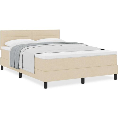  Krevet s kutijom s madracem bež 160x200 cm Tkanina Slike