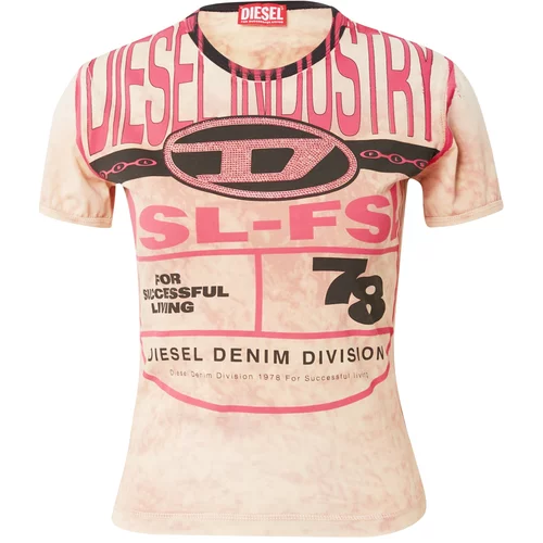 Diesel Majica 'UNCUTIE' roza / puder / črna