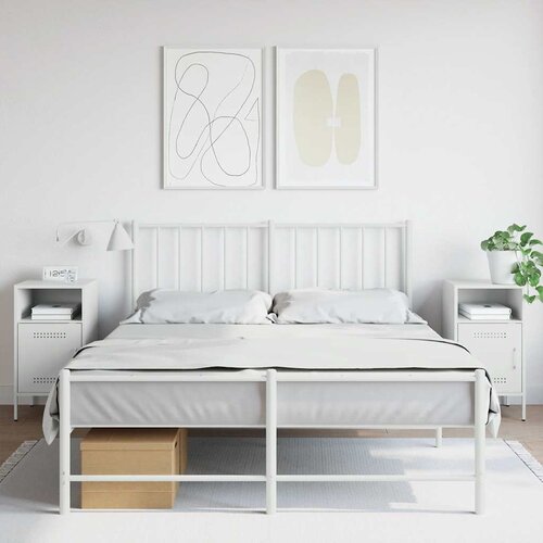 Furnova Nočna omarica 2 kosa bela 36x39x68 cm jeklo, (21926116) Slike
