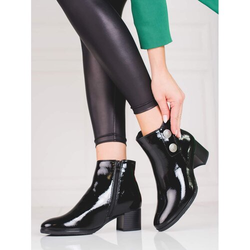 SHELOVET Classic lacquered women&amp;#039;s ankle boots on the post Slike