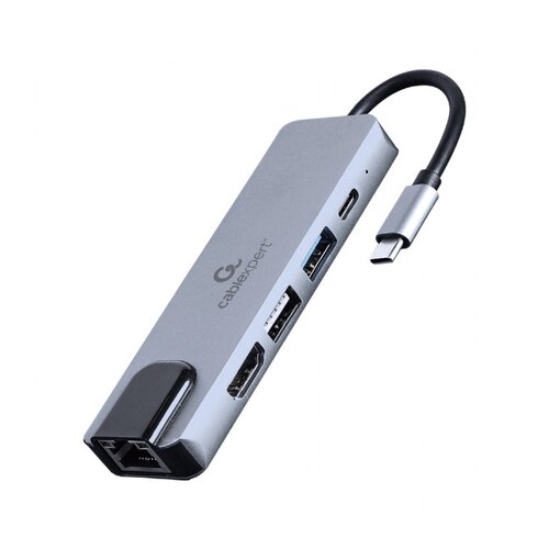 Docking station USB adapter Type-C 5-in-1 multi-port adapter Hub + HDMI + PD + LAN GEMBIRD A-CM-COMBO5-04 Cene