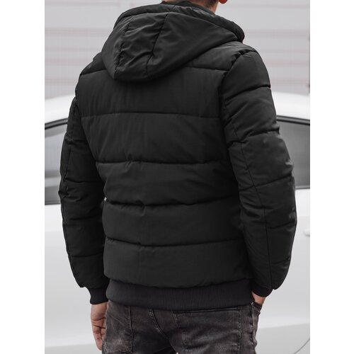 DStreet Men's winter quilted jacket with hood black Cene