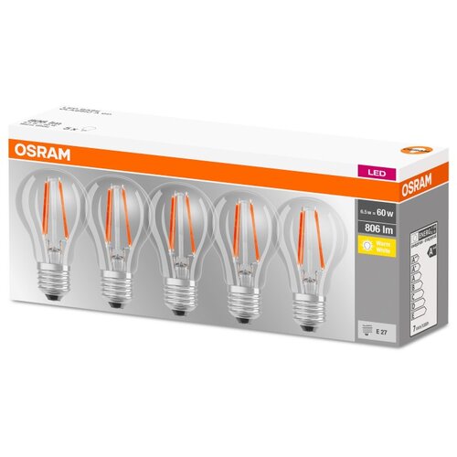 Osram LED Sijalka Retro Cla60 (7 W, 806 lm, 2700 K, toplo bela, E27, 5 kosov) Cene