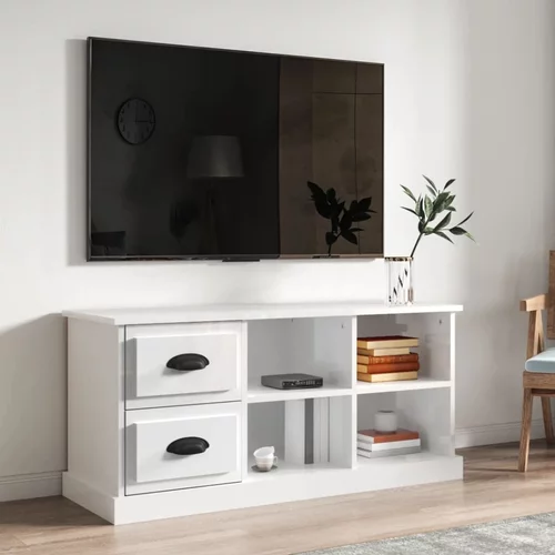 vidaXL TV omarica visok sijaj bela 102x35,5x47,5 cm inženirski les