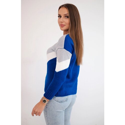 Kesi Sweater with geometric patterns gray+purple-blue Cene