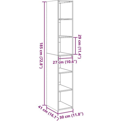 VidaXL Visoka komoda boje betona 30x41x185 cm od konstruiranog drva Slike