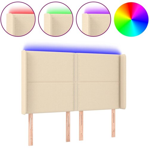 Maison Chic led posteljno vzglavje - vzglavna omarica - nočna omarica krem 147x16x118/128 cm blago, (21706872) Slike