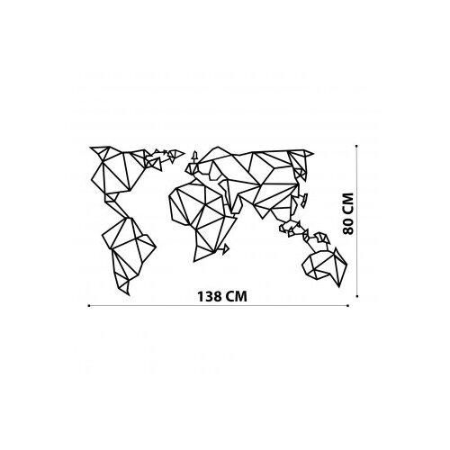 Wallity Zidna dekoracija Mapa svijeta 4, 140x80cm, Crna Slike