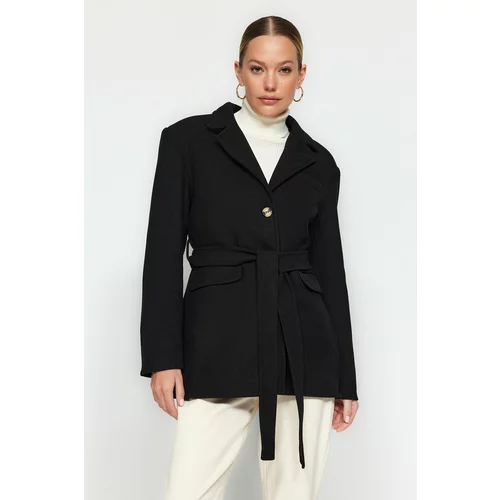 Trendyol Black Belted Woolen Cachet Coat