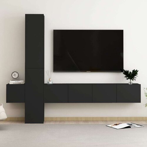  5-dijelni set TV ormarića od iverice crni Cijene