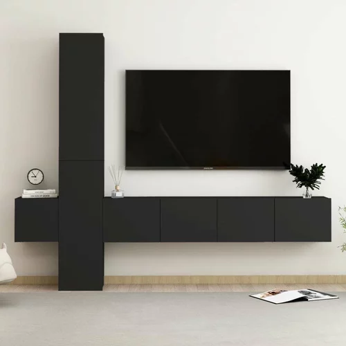  Komplet TV omaric 5-delni črna iverna plošča, (20914072)