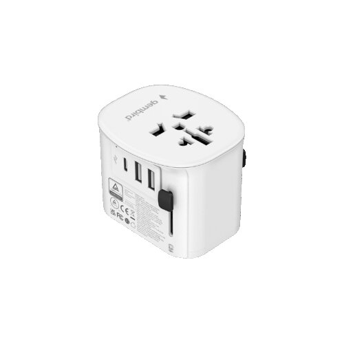 Univerzalni strujni adapter za sve zemlje + USB + Type-C punjač GEMBIRD, 20 W, white, TPA-EU2A1C15-01-W Slike