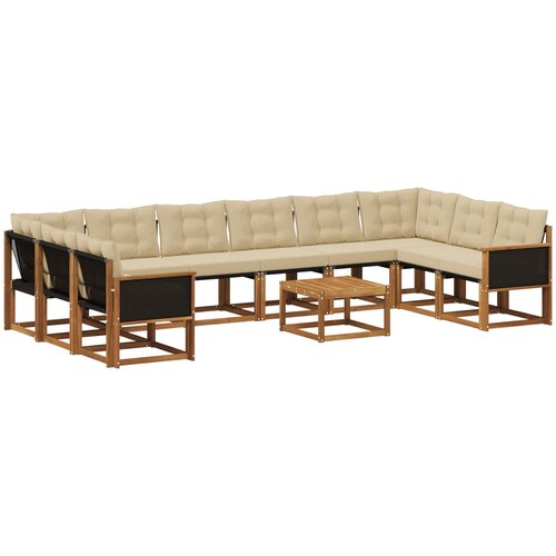vidaXL Zunanja garnitura za sedenje z blazino 11 pcs Naravna in bež, (5000282197) Cene