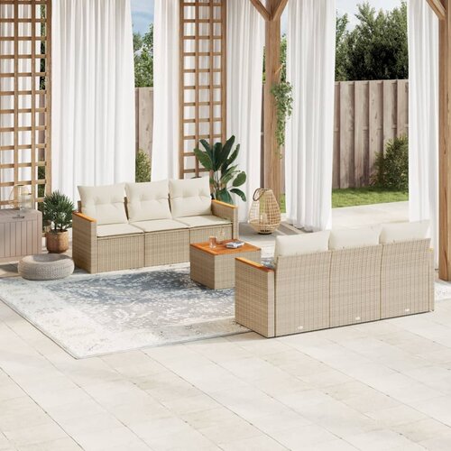  7-dijelni set vrtnih sofa od poliratana s jastucima bež 61 x 62 x 69 cm Cene