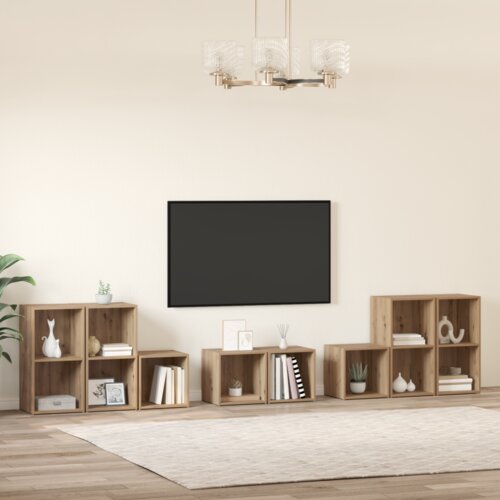 vidaXL Set TV omar 8 pcs Umetni hrast 37 x 35 x 72 cm Konstruiran les, (5000068931) Cene