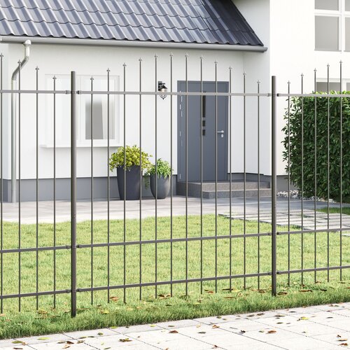 VidaXL Panel ograje s konico Siva Pra&amp;scaron;no lakirano jeklo 1700 mm x 1750 mm Slike