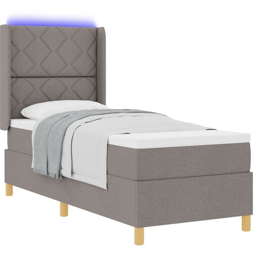 vidaXL Box Spring Postelja z Blazino in LED Taupe 80x200 cm Tkanina, (22049068) Cene