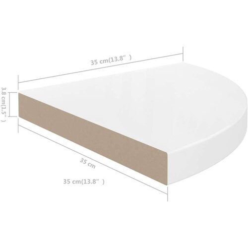 VidaXL Kotne police 2 kosa visok sijaj bele 35x35x3,8 cm MDF Slike