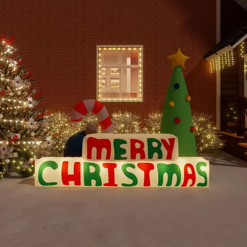 vidaXL Ukras na napuhavanje "Merry Christmas" s LED svjetlima 197 cm