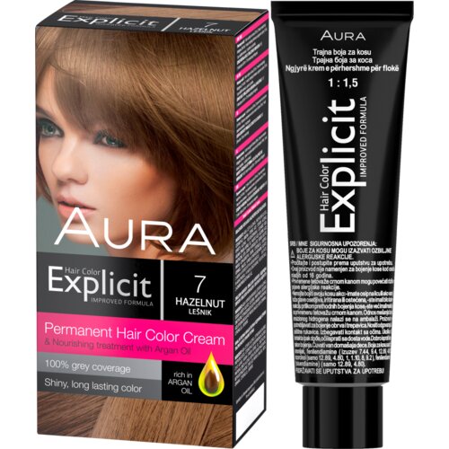 Aura set za trajno bojenje kose explicit 7 hazelnut / lešnik Cene