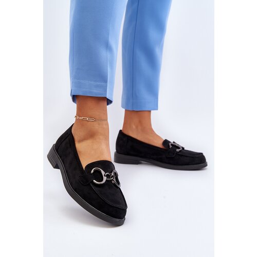 VINCEZA Women&amp;#039;s Suede Moccasins with Decoration Black Echonesa Slike