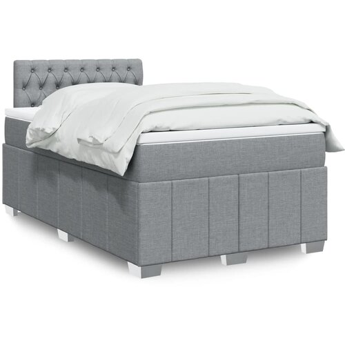 vidaXL Box spring postelja z vzmetnico svetlo siva 120x200 cm blago Cene