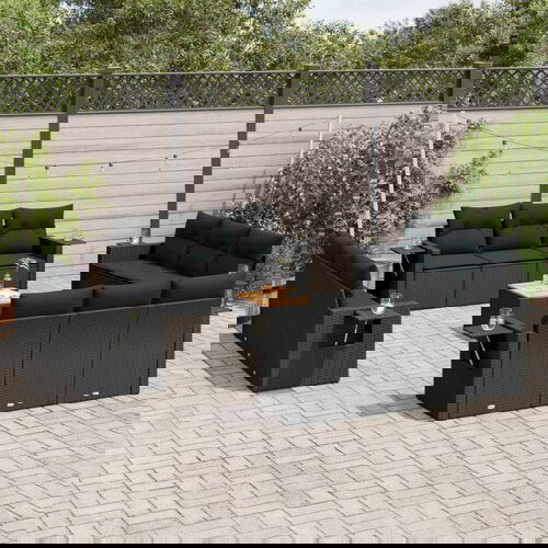 vidaXL 13-dijelni set vrtnih sofa s jastucima poliratan crni Cijene