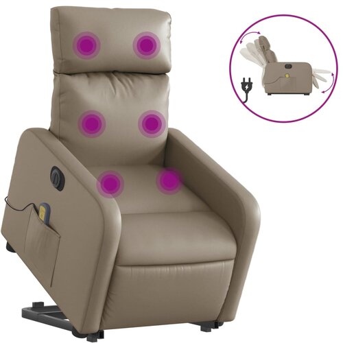 Maison Chic Električni masažni stol - Relax naslanjač s funkcijo vstajanja kapučino um. usnje, (22061562) Slike
