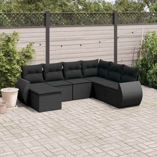  7-dijelni set vrtnih sofa od poliratana s jastucima crni Cijene