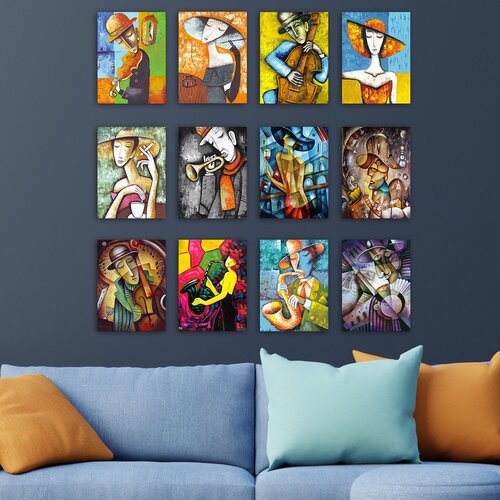 Wallity 12MDF22YS multicolor decorative mdf painting (12 pieces) Cene