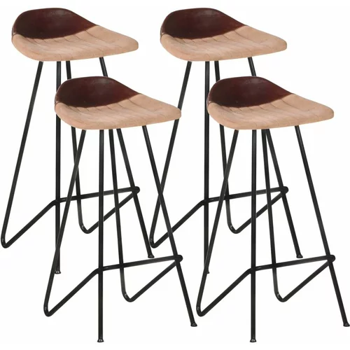  Barski stolci od prave kože 4 kom smeđi