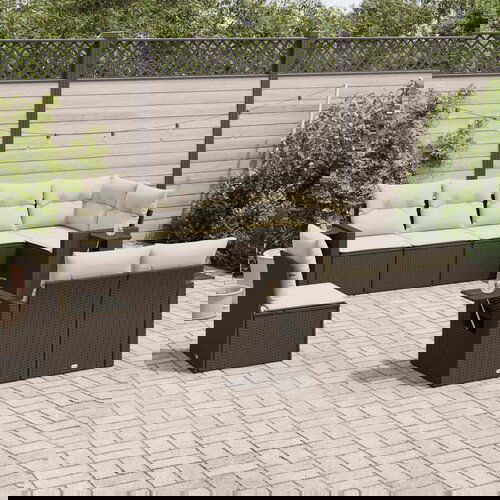 VidaXL 8-dijelni set vrtnih sofa s jastucima smeđi od poliratana Slike