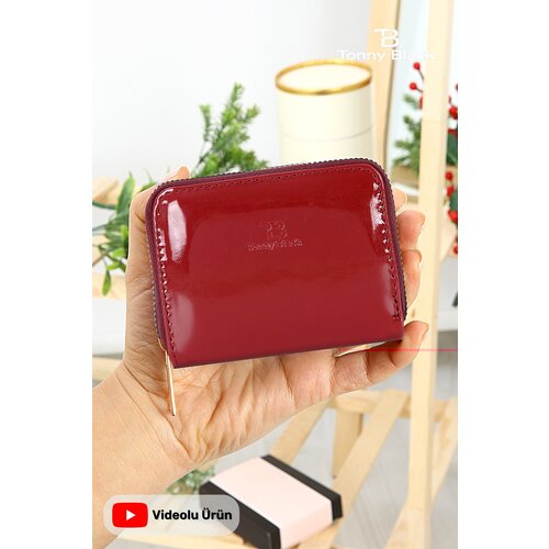 Tonny Black Original Women's Card Holder Coin Compartment Zippered Comfort Model Mini Card Holder Wallet Cherry Red Cene