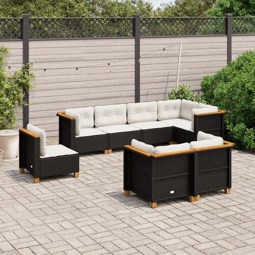 vidaXL 8-dijelni set vrtnih sofa od poliratana s jastucima crni Cijene