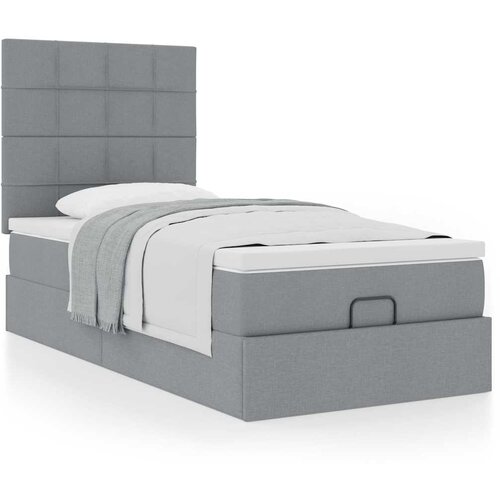 vidaXL Otomanski posteljni okvir z vzmetnico siv 80x200 cm blago Cene