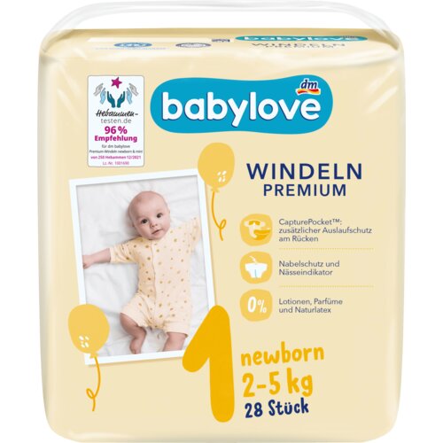 babylove premium pelene za novorođenčad veličina 1 (2 -5 kg) 28 kom Slike