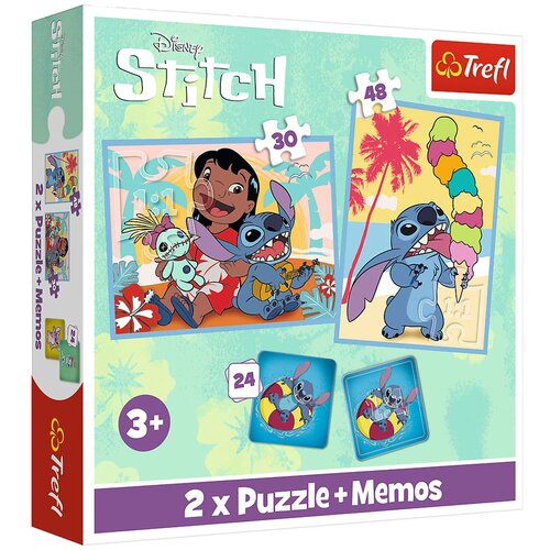 Trefl Sestavljanka in spomin 2 v 1 Lilo &amp;amp; Stich srečen dan Slike