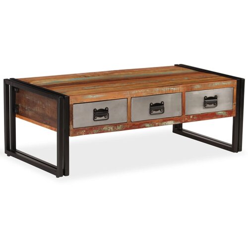  Stolić za kavu s 3 ladice od masivnog recikliranog drva 100 x 50 x 35 cm Cene