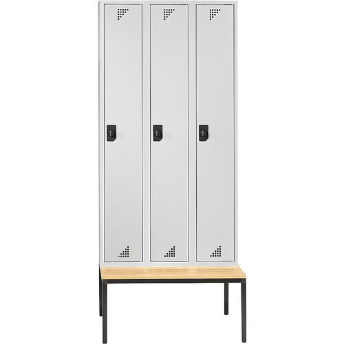 eurokraft pro Večnamenska in garderobna omara, s klopjo, 3 predelki, širina 1200 mm, vrata svetlo siva Cene