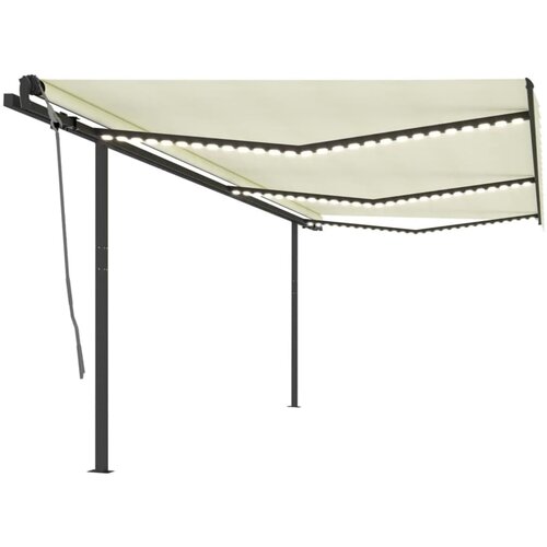 vidaXL Avtomatska tenda LED + senzor 6x3,5 m krem Cene